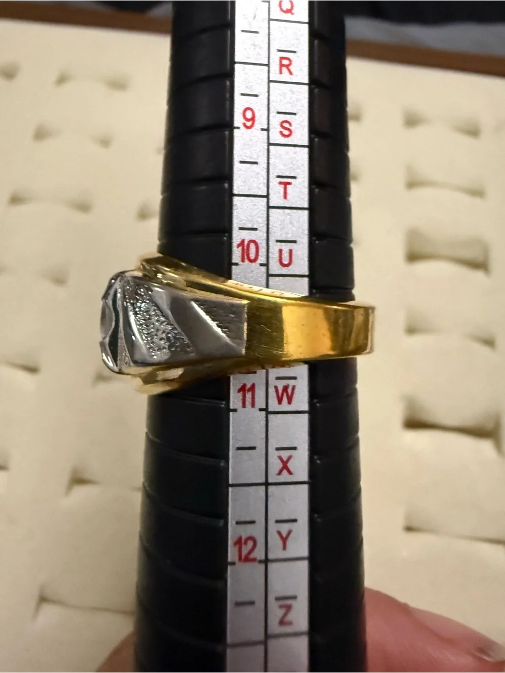 Men’s 14KTH GE Gold and Silver-Tone men’s Statement Ring Clear Center Stone 10.5